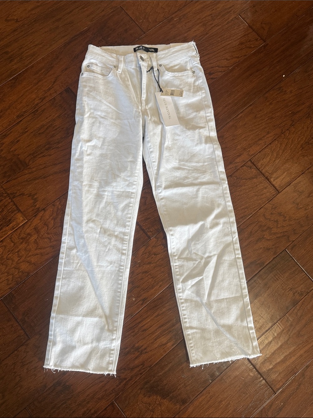 Blue Revival Straight Leg White Jeans - Mid Rise Casual
